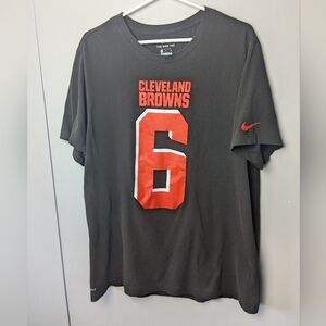 NIKE Dry Fit Men Tee Shirt Cleveland Browns #6 Mayfield Baker Football Size XL